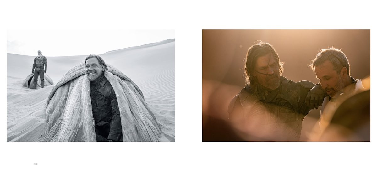 A spread of behind-the-scenes photos featuring Josh Brolin in both from Dune Part Two: The Photography