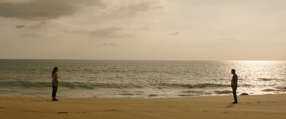 rachel mcadams and dylan obrien on a beach in send help