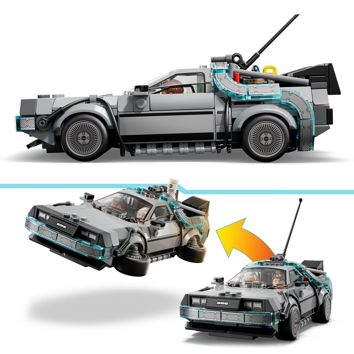 LEGO Back to the Future Time Machine Speed Champions set, side view.
