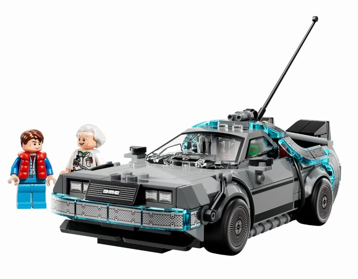 LEGO Back to the Future Time Machine Speed Champions set, with minifigures.